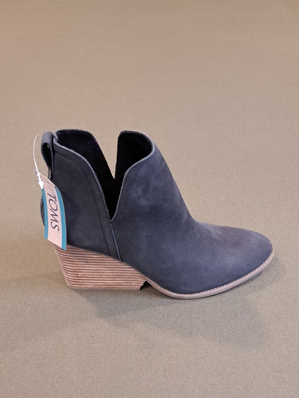 TOMS Eliza Wedge Bootie - Color: Black Nubuck Leather - Size: Women 9